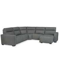 Miren -Pc. Fabric Chaise Sectional with 2 Power Headrest Recliners