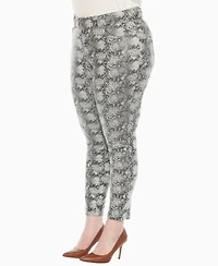 White Mark Plus Faux Suede Snake Print Pants