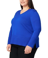 Melissa Paige Plus Solid V-Neck High-Cuff Sweater