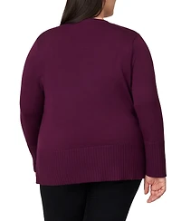 Melissa Paige Plus Size Solid V-Neck High-Cuff Sweater