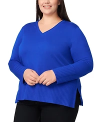 Melissa Paige Plus Solid V-Neck High-Cuff Sweater