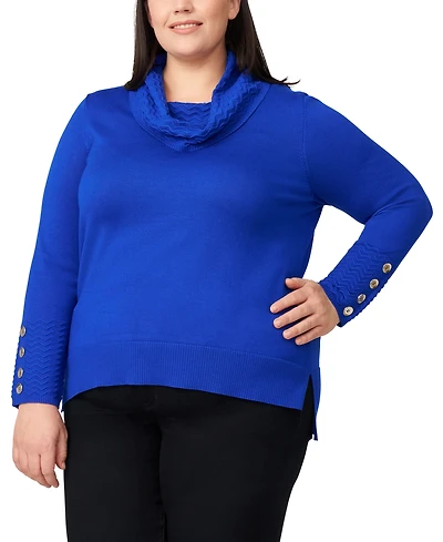 Melissa Paige Plus Ribbed-Hem Cowl-Neck Sweater
