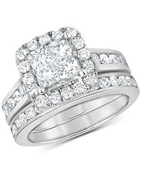Diamond Princess Quad Cluster Halo Bridal Set (2-1/4 ct. t.w.) in 14k White Gold