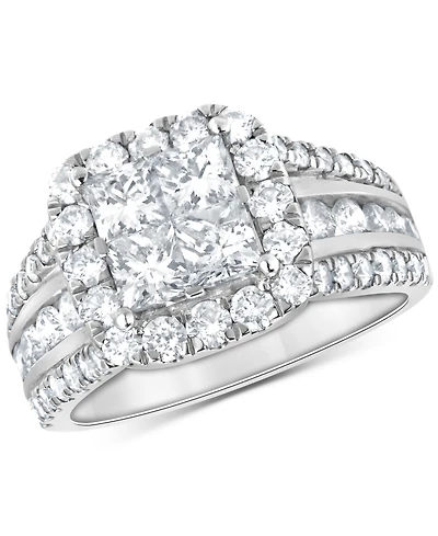 Diamond Princess Quad Cluster Halo Engagement Ring (2-1/2 ct. t.w.) in 14k White Gold