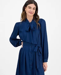 julia jordan Women's Belted Balloon-Sleeve Shirt Dress