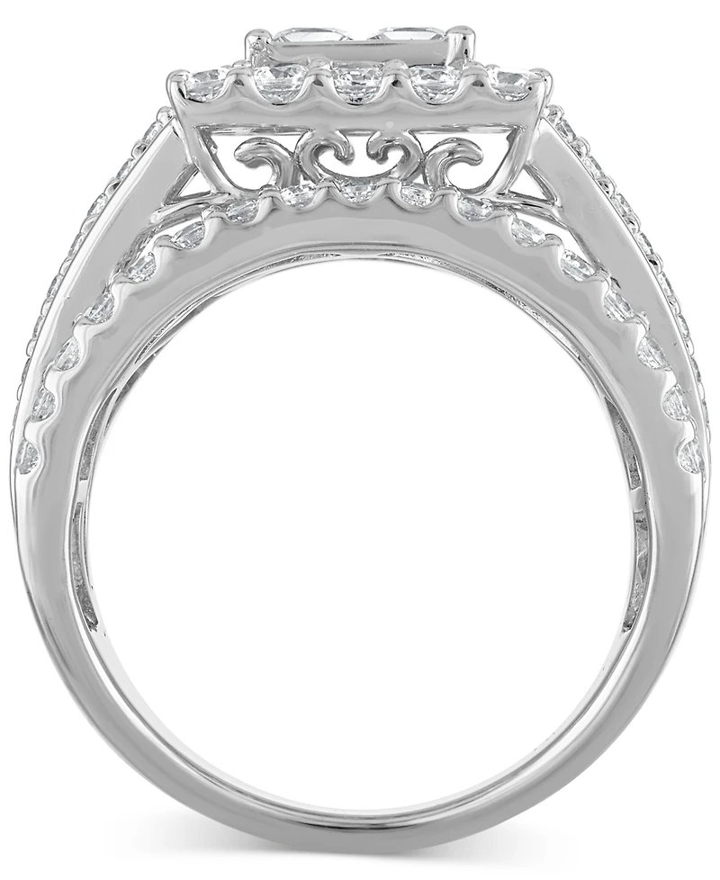 Diamond Quad Halo Engagement Ring (3 ct. t.w.) in 14k White Gold