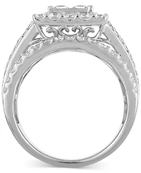 Diamond Quad Halo Engagement Ring (3 ct. t.w.) in 14k White Gold