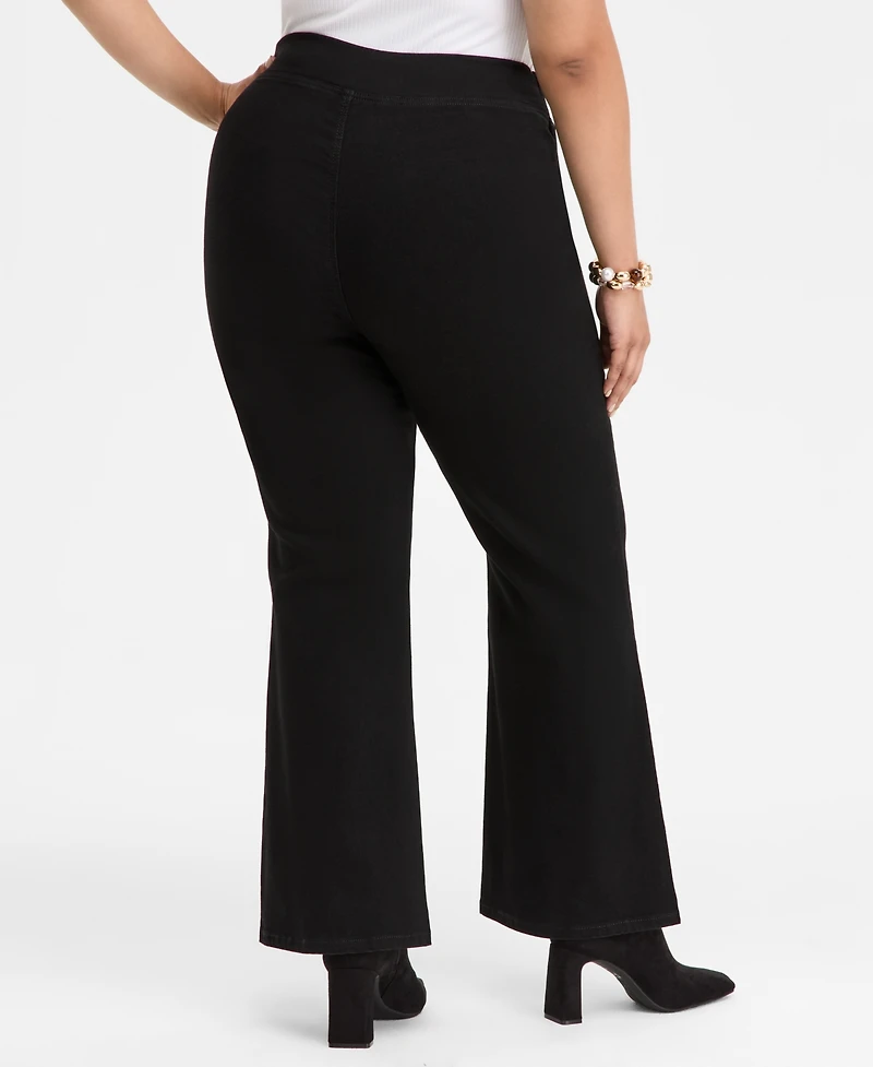 I.n.c. International Concepts Plus High-Rise Pull-On Flared Jeans, Macy's Exclusive