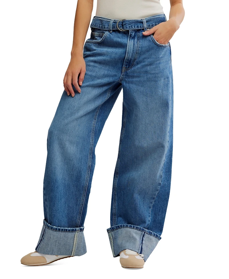 Free People Women's East Bay High-Rise Cuffed Cotton Jeans