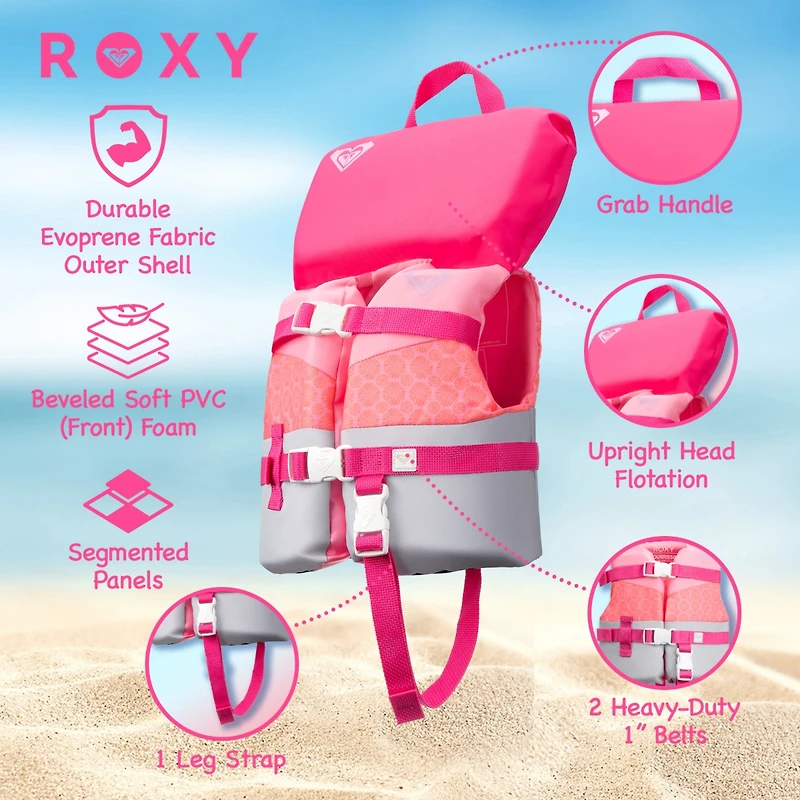 Roxy Life Vest Uscg Approved for kids, Lightweight Epe Foam with Quick-Release Buckles