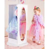 Guidecraft Rotating Dress Up Storage Center - White: Wooden Wardrobe, Pretend Play Costume and Kids' Clothing Organizer with Mirrors