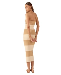 endless rose Women's Stripe Tube Midi Dress