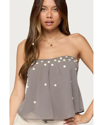 Edikted Women's Lenie Strapless Chiffon Babydoll Top