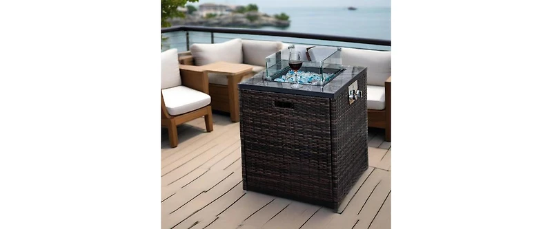 Flynama 28inch Outdoor Fire Pit Column, Propane Fire Column for Decor Gas Fire Pit Table Garden Corner Fire Table