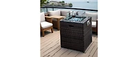 Flynama 28inch Outdoor Fire Pit Column, Propane Fire Column for Decor Gas Fire Pit Table Garden Corner Fire Table