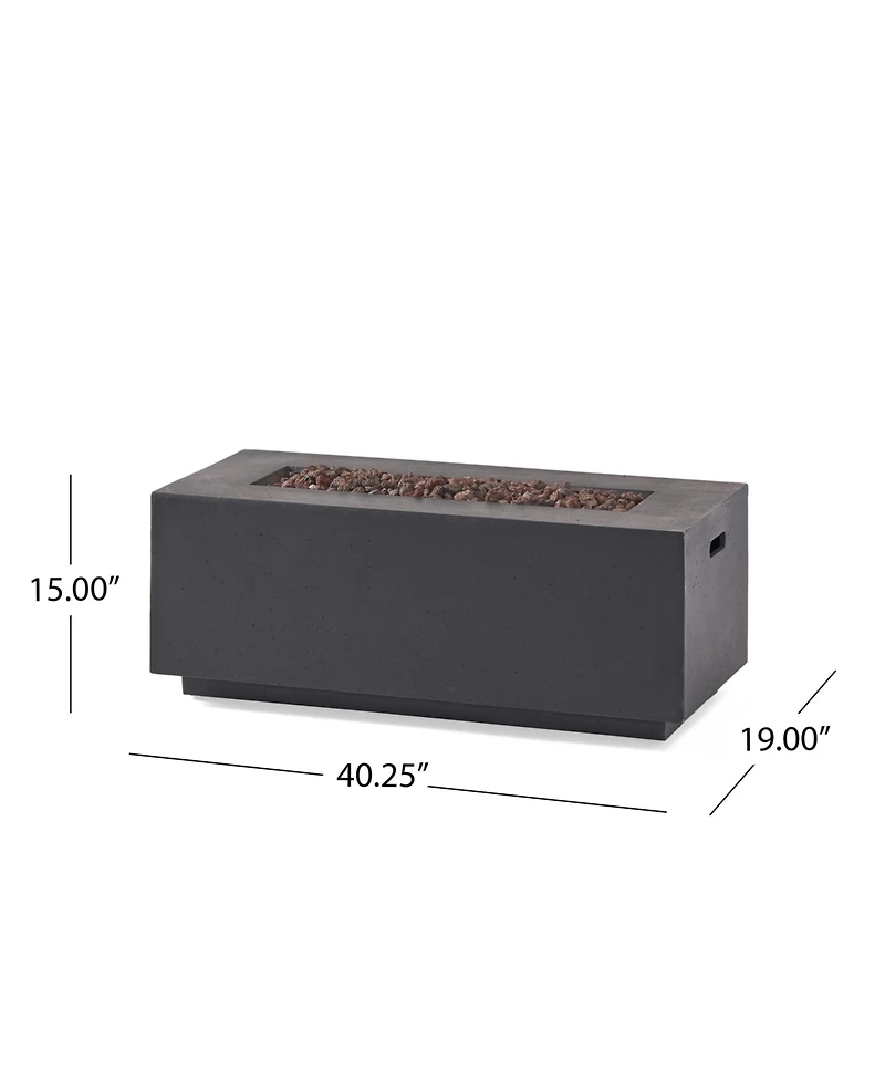 Flynama 40" Outdoor 40,000 Btu Rectangular MgO Concrete Propane Fire Pit, Light Grey (Tank Cover not Included)