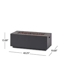 Flynama 40" Outdoor 40,000 Btu Rectangular MgO Concrete Propane Fire Pit, Light Grey (Tank Cover not Included)