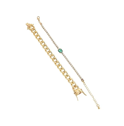 Sohi Women's Beige Bling Chainlink Multi-Layered Bracelet