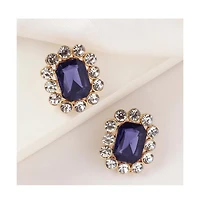 Sohi Women's Green Octagon Stud Earrings