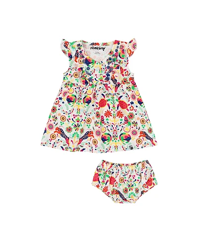 Mixed Up Clothing Baby Girls Vestito Dress Set - Animal Arabesque