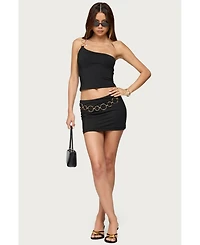 Edikted Womens Ashlyn Ring Chain One Shoulder Top