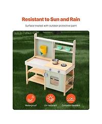 Slickblue Wooden Mud Kitchen Outdoor Playset for Kids Pretend Cooking and Garden Play