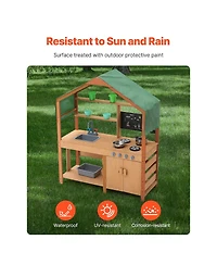 Slickblue Outdoor Wooden Mud Kitchen Playset for Kids Pretend Cooking and Role Play