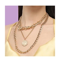 Sohi Women's Coin Multi-Layer Necklace