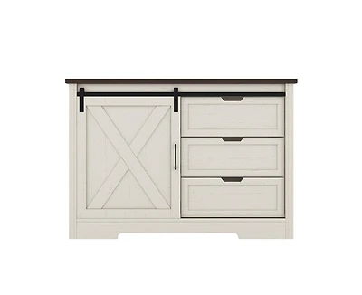 Casainc Storage Cabinet with Silent Sliding Doors and Three Drawers