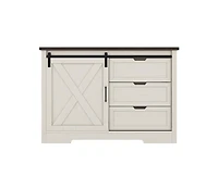 Casainc Storage Cabinet with Silent Sliding Doors and Three Drawers
