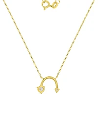 Cubic Zirconia Curved Arrow-Inspired Pendant Necklace 14k Gold-Plated Sterling Silver (Also Available Rose Gold & Silver)
