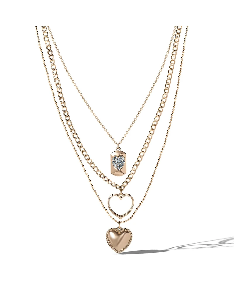 Jessica Simpson Gold-Tone Multi-Charm Heart Layered Necklace Set