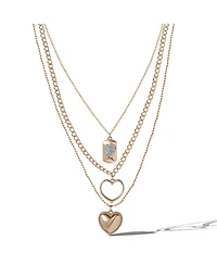 Jessica Simpson Gold-Tone Multi-Charm Heart Layered Necklace Set