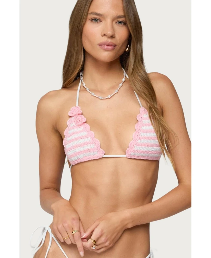 Edikted Women's Azalea Crochet Triangle Bikini Top