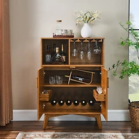 Casainc 31.5" Cabinet with Wine Glass Holder & Wine Rack & Adjustable Shelf
