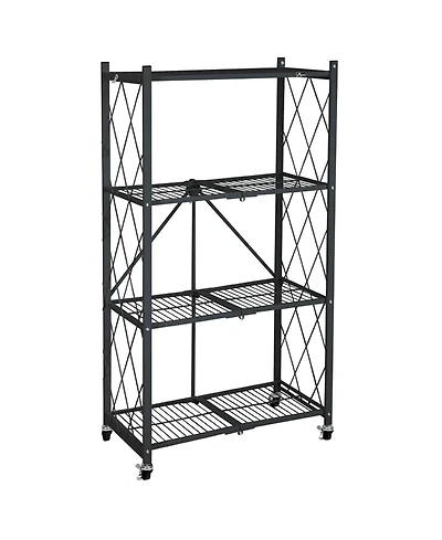 Origami 4 Tier Folding Shelf Garage Shelves Heavy Duty Shelving with Wheels
