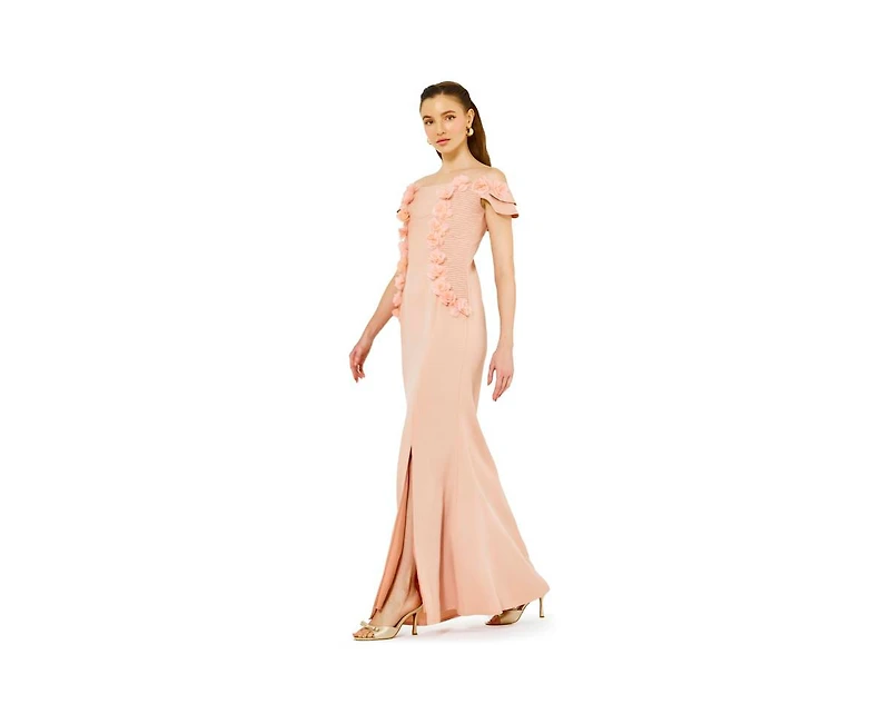 Amri Women's Lace Cutout Floral Embellished Off-The-Shoulder Crepe Gown