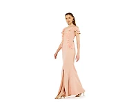 Amri Women's Lace Cutout Floral Embellished Off-The-Shoulder Crepe Gown