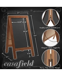 Casafield 40" x 20" A Frame Chalkboard Sign, Rustic Brown Double-Sided Magnetic Wooden Menu Board for Cafes, Sandwich Shops, Sidewalks, and