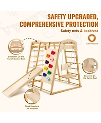 Slickblue Toddler Indoor Jungle Gym 7-in-1 Climber with Rope Ladder Swing Slide and Wall