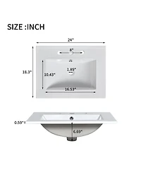 Casainc 24" Vanity with Ceramic Sink, Wooden Cabinet with 2 Drawers