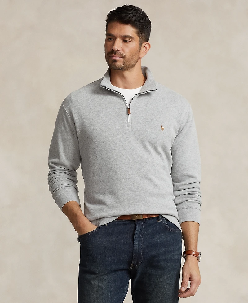 Polo Ralph Lauren Men's Big & Tall Estate-Rib Quarter-Zip Pullover Sweater