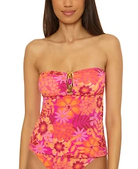 Becca Women's Copacabana Printed Bandeau Tankini Top