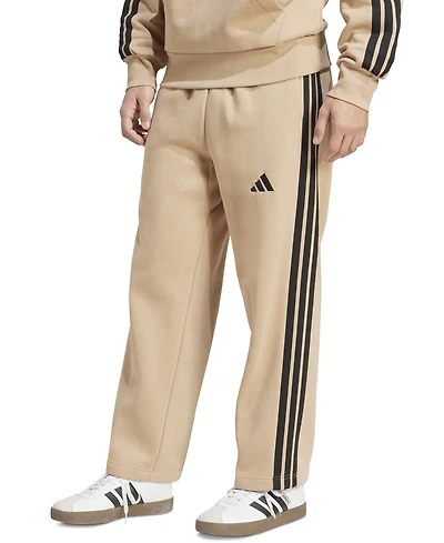 adidas Men's Wide-Leg 3-Stripes Fleece Pants