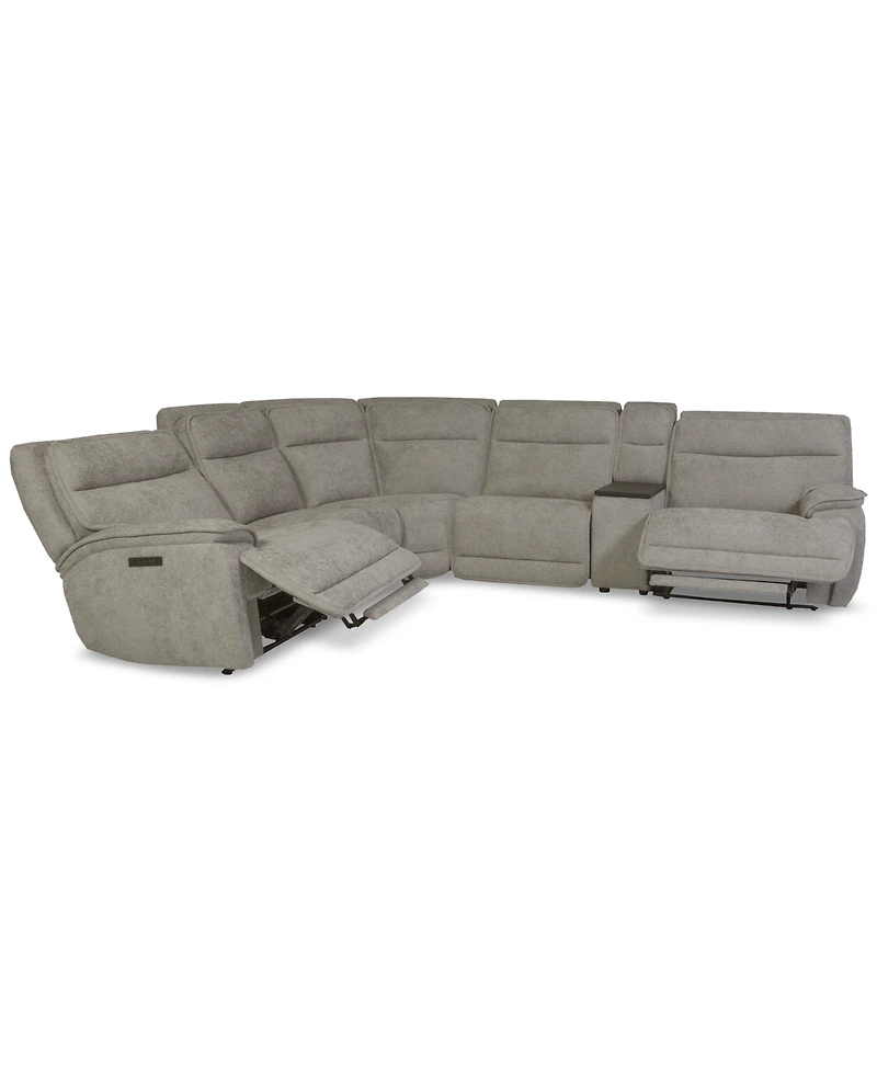 Ozryn -Pc. Fabric Sectional with Console and Power Motion Chairs