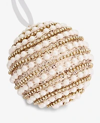 Holiday Lane Gilded Glamour Pearl Stripe Ball Ornament, Macy's Exclusive