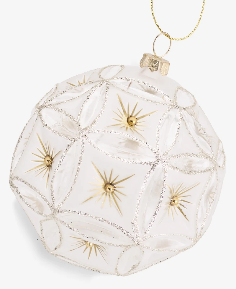 Holiday Lane Gilded Glamour Gold Molded Glass Ball Ornament, Macy's Exclusive