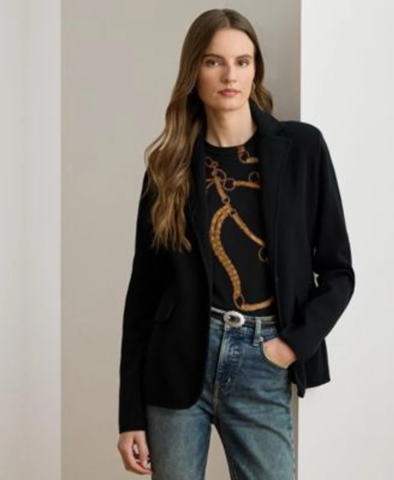 Lauren Ralph Lauren Womens Cotton Blend Sweater Blazer