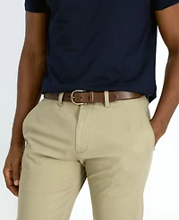 Tommy Hilfiger Men's Nautical Feather Edge Leather Belt