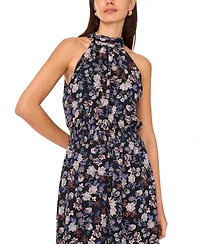 Vince Camuto Women's Smocked-Waist Wide-Leg Halter Tie-Back Jumpsuit